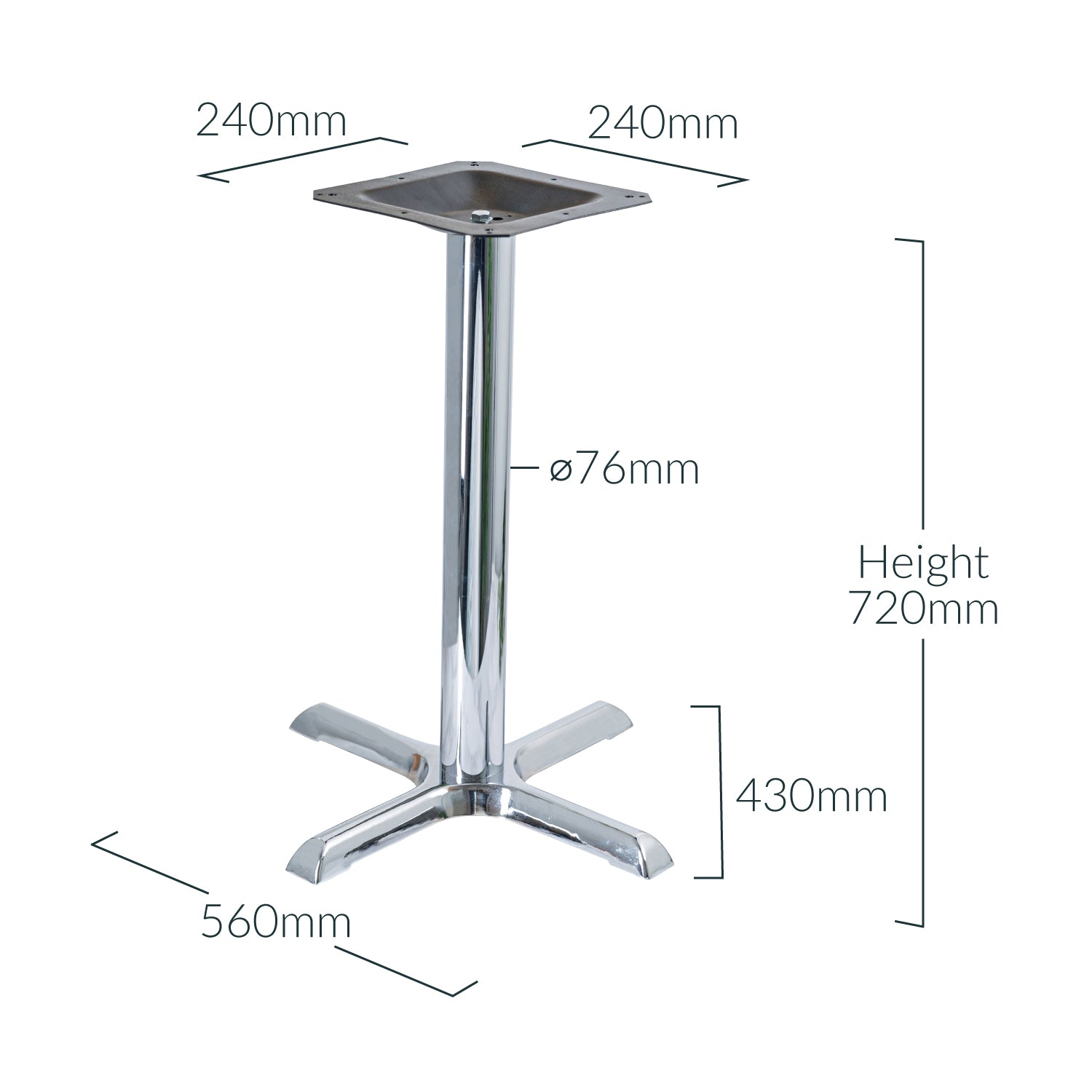 Chrome 4 Leg Table Base 720 x 430 mm