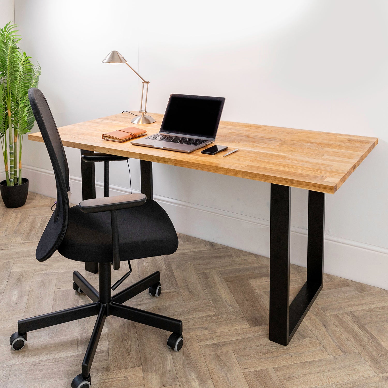 Oak metal store desk