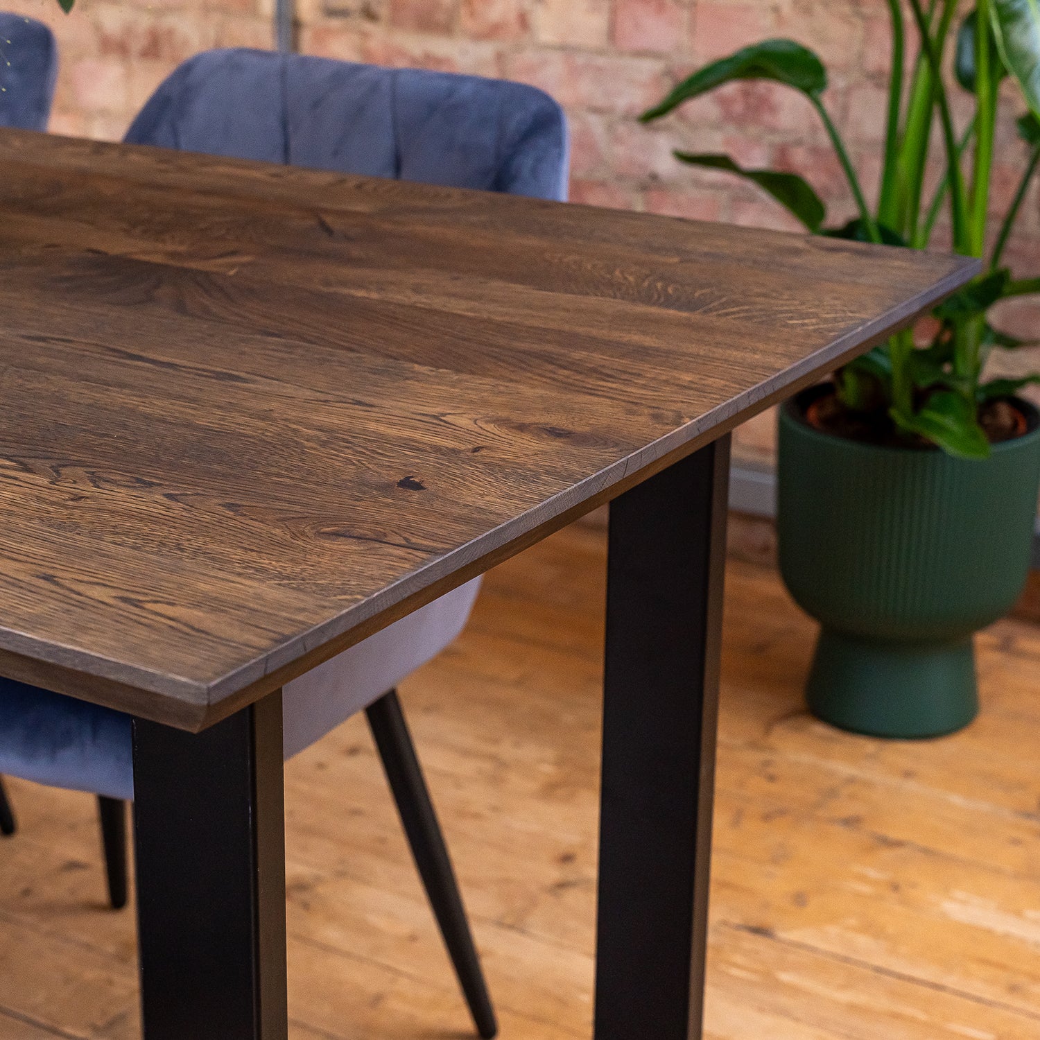 Premium Solid Oak Dining Tabletop - Charcoal