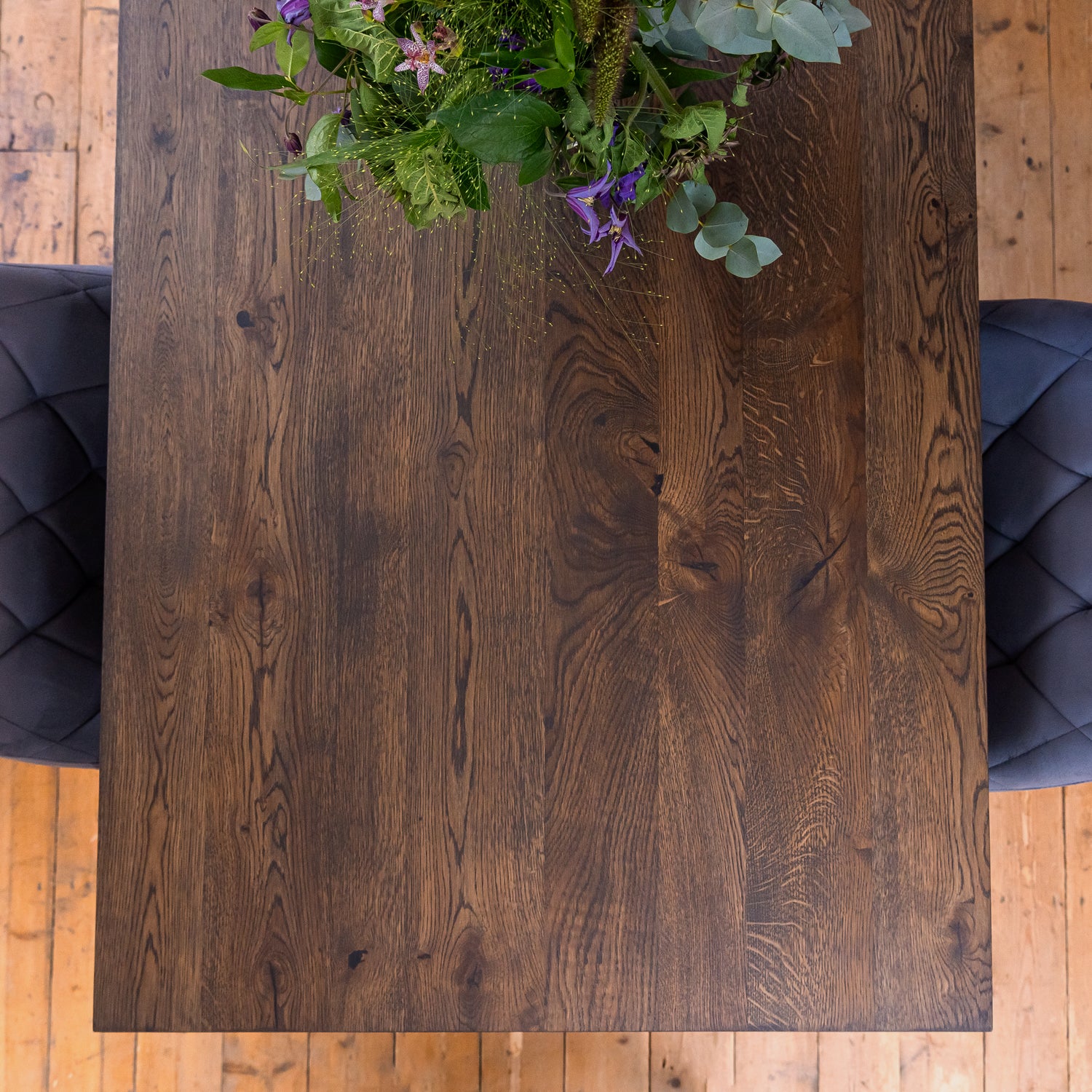 Premium Solid Oak Dining Tabletop - Charcoal