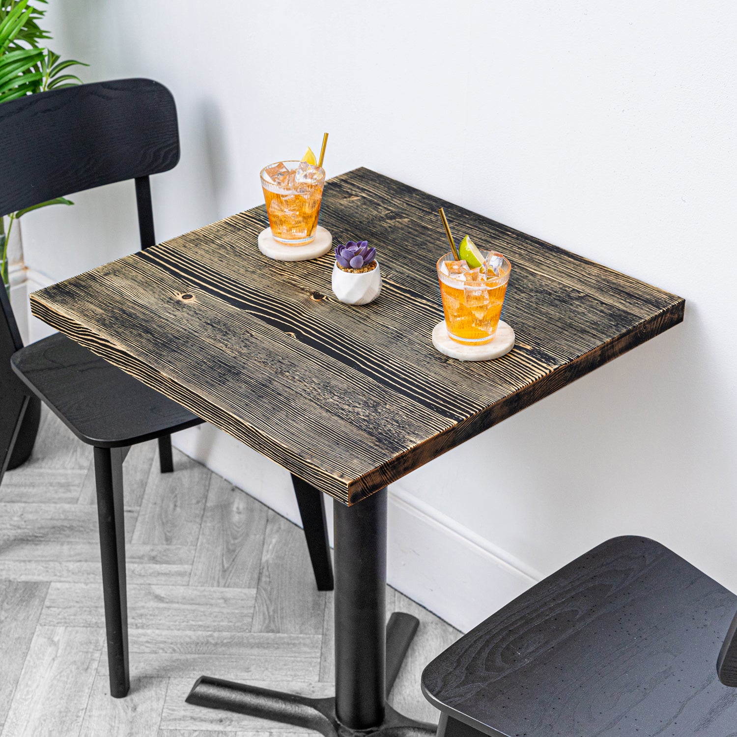 Black Cafe Table top - Solid Wood
