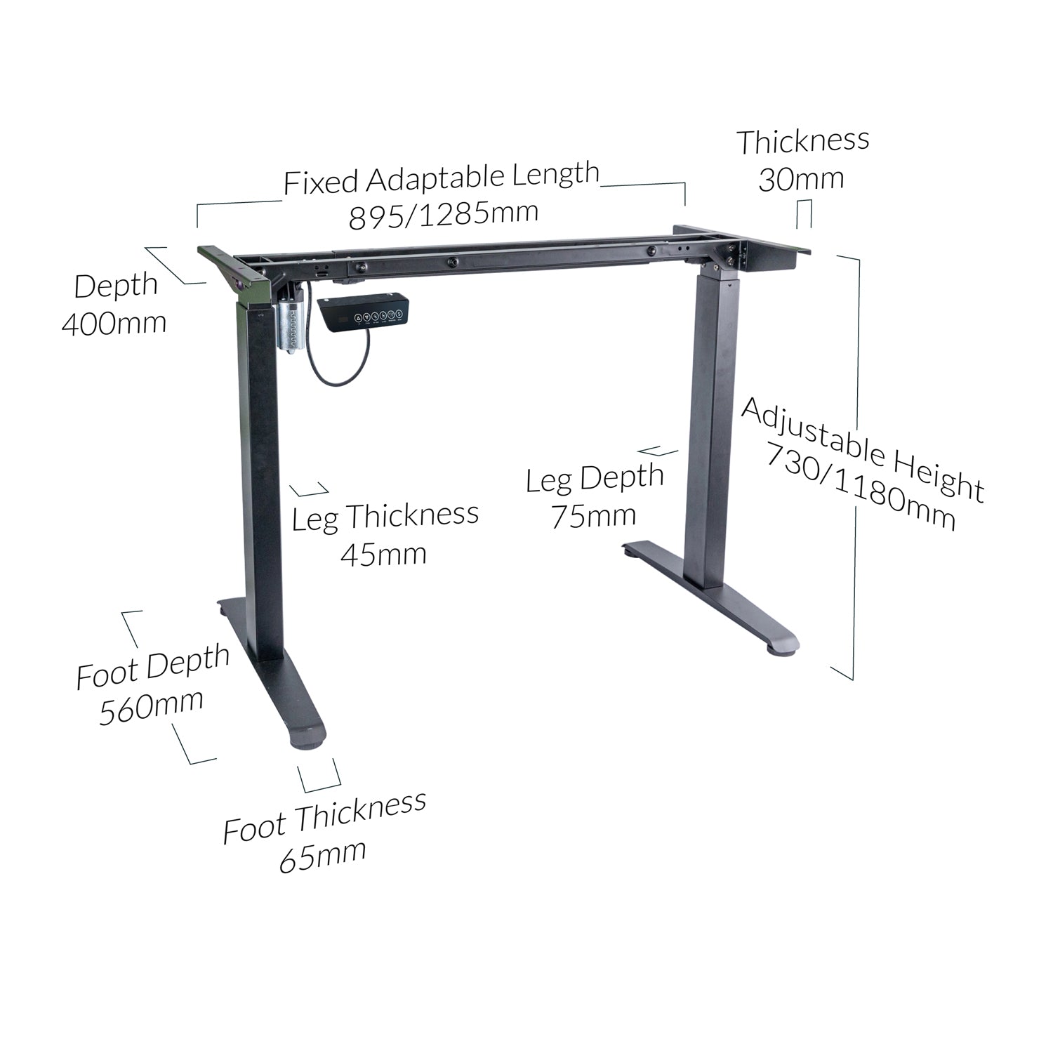 Black Metal Frame Sit Stand Desk with Oak Wooden Desktop