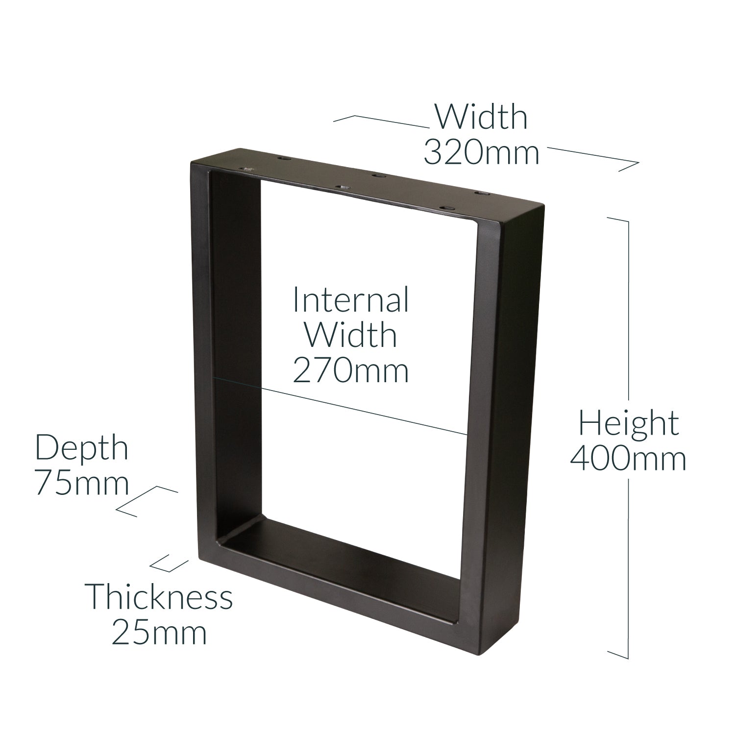 Black Square Legs 400mm high x 320mm wide set of 2