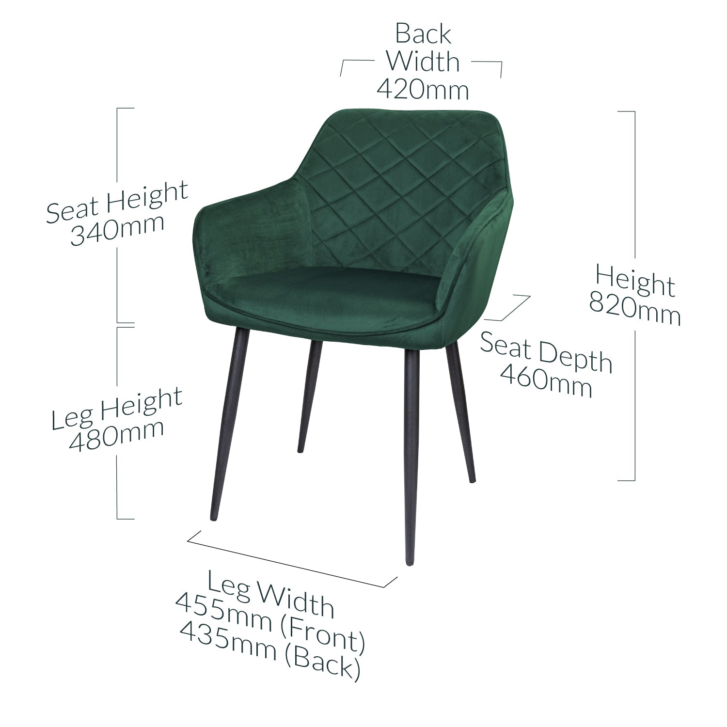 Bottle Green Velvet Dining Chair