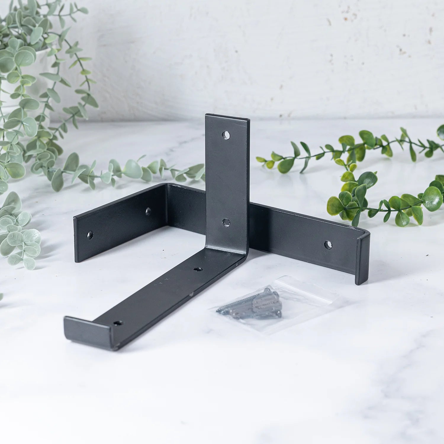 Modern Shelf - Charcoal Wood with Black Up-Style Scaffolding Brackets