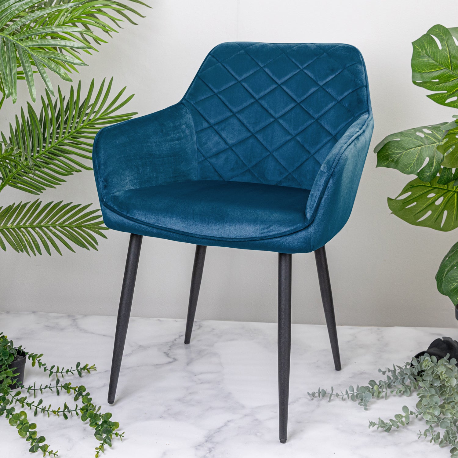 Moroccan Blue Velvet Dining Chair