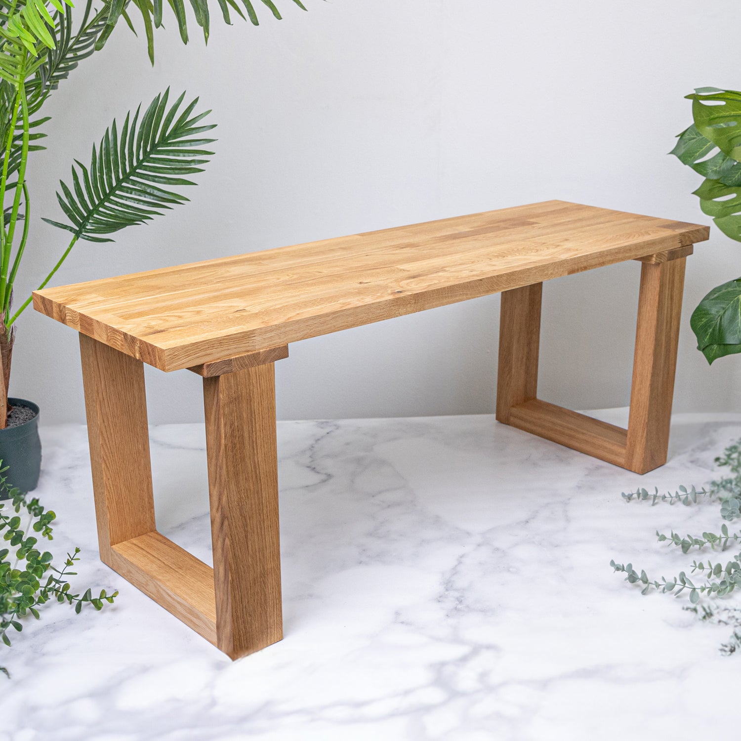 Oak Solid Wood Bench with Wooden Legs