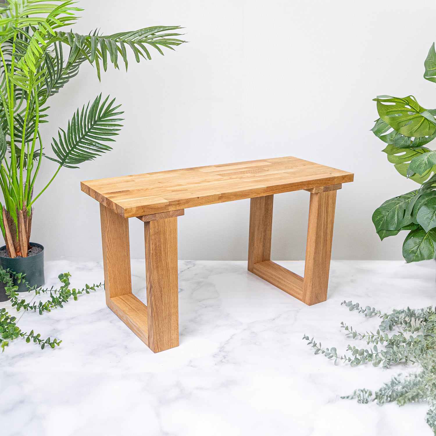 Oak Solid Wood Bench with Wooden Square Legs