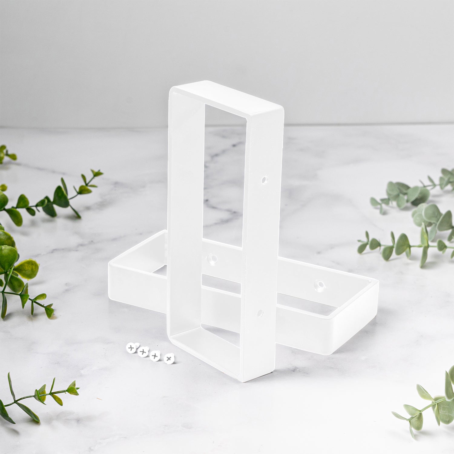 Oak Solid Wood Monitor Stand with White Metal Legs