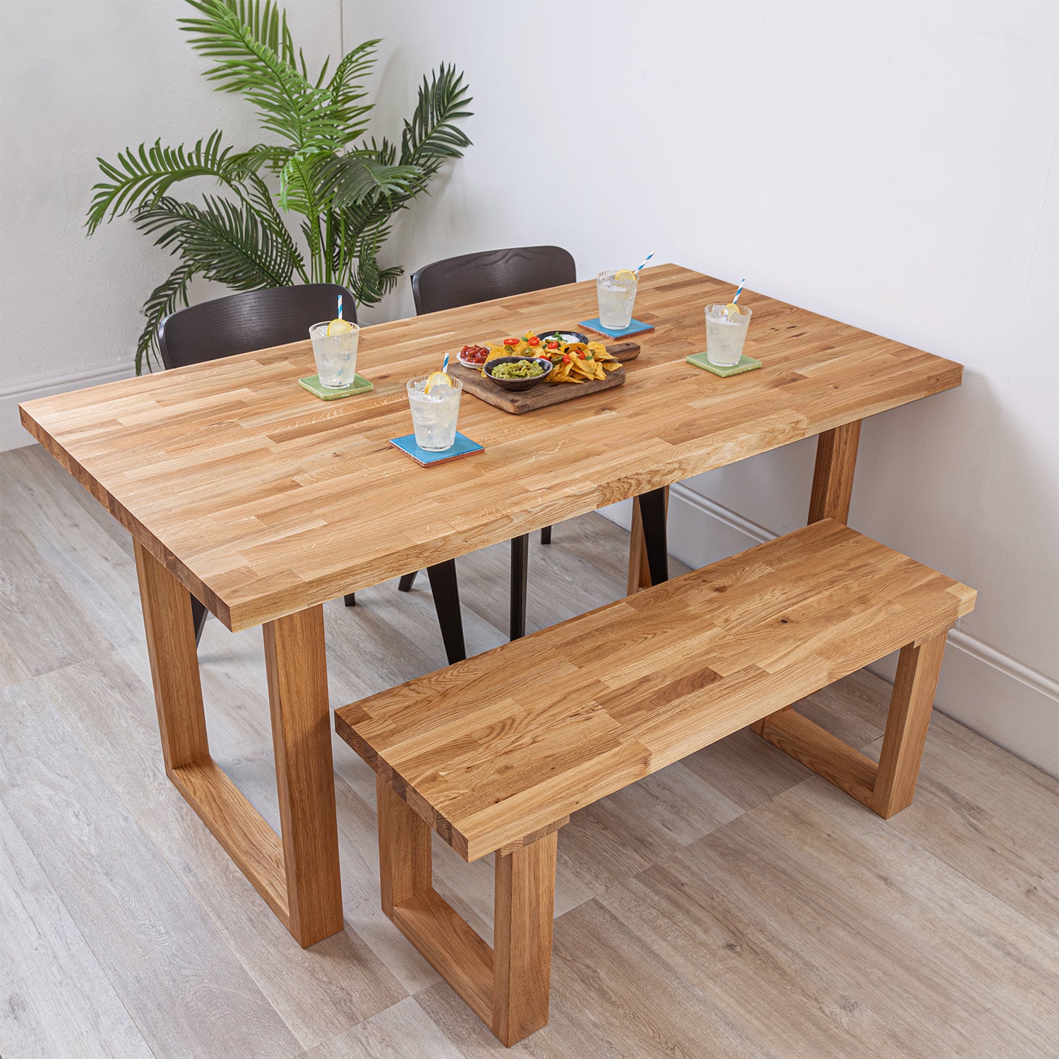 Oak Solid Wood Table With Wooden Square Legs