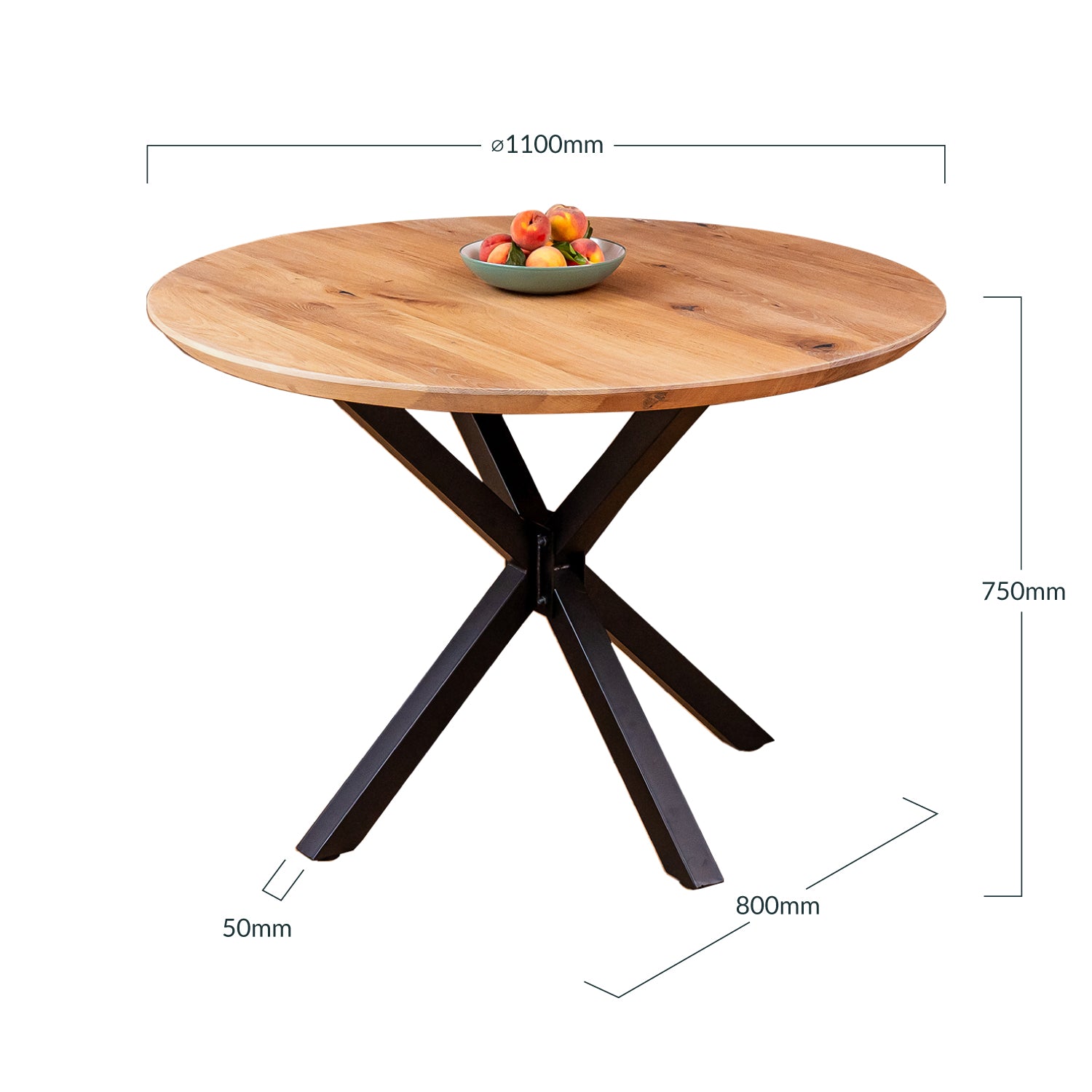 Oak Wood Round Dining Table