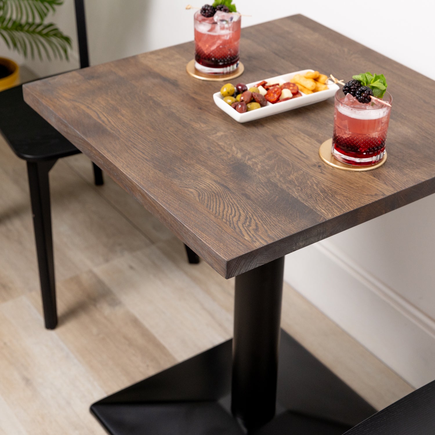 Premium Solid Oak Bistro Table - Charcoal