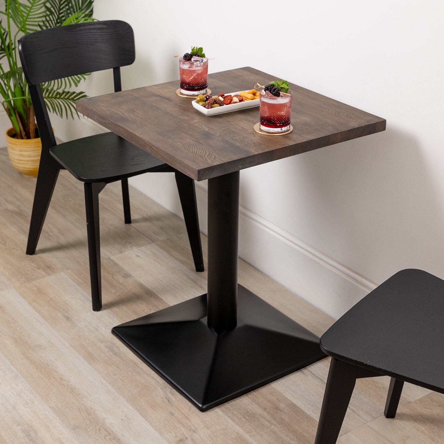 Premium Solid Oak Bistro Table - Charcoal