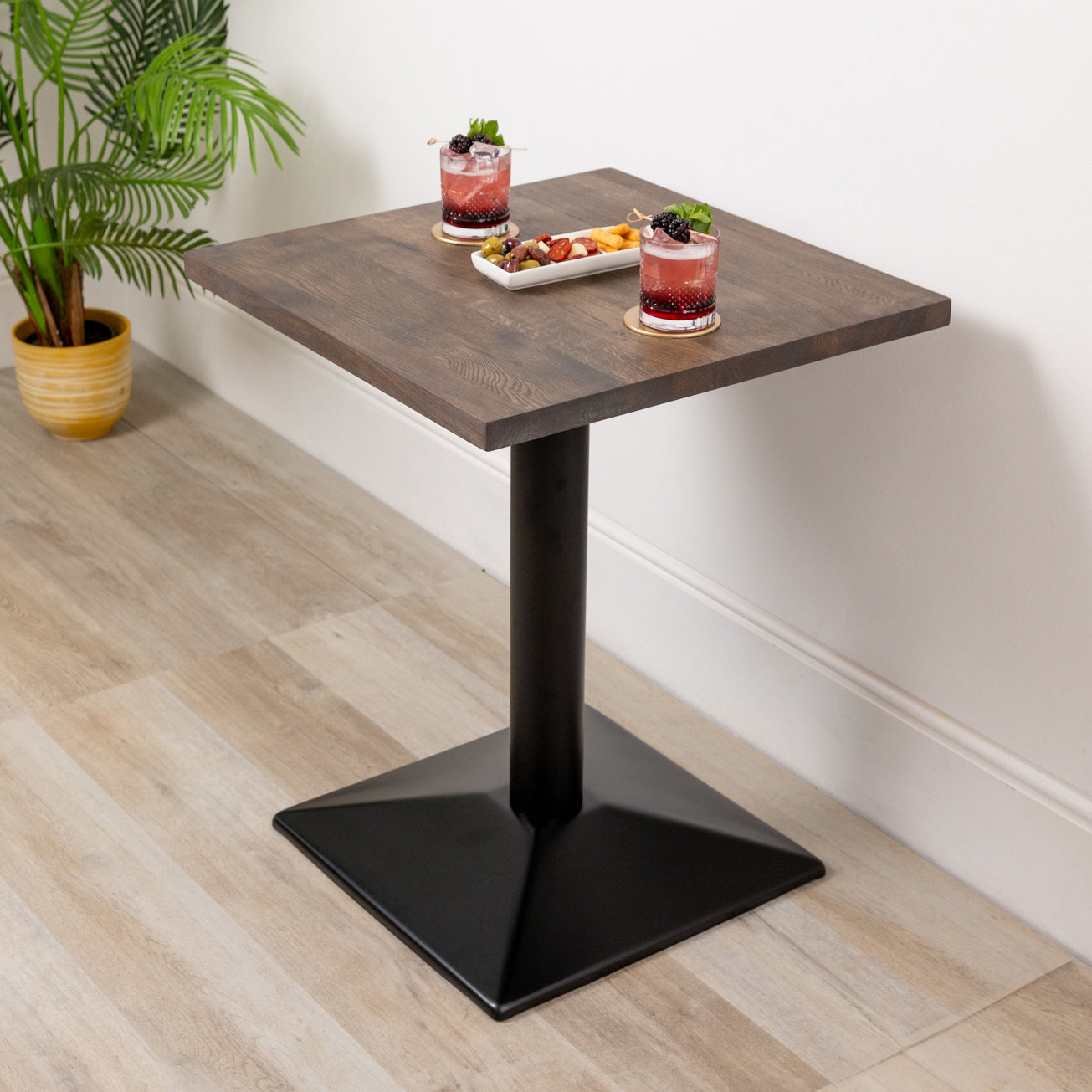 Premium Solid Oak Bistro Tabletop - Charcoal