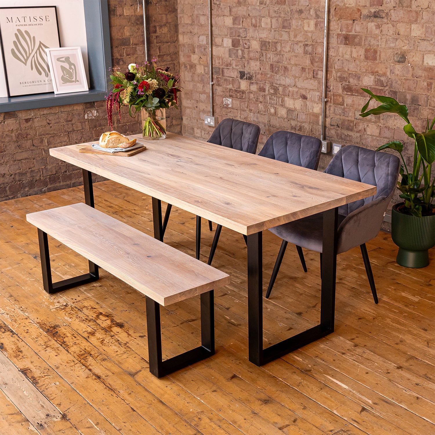 Premium Solid Oak Dining Table - White Oak