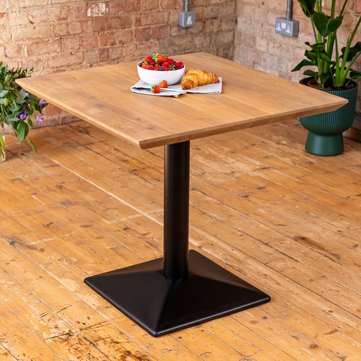 Premium Solid Oak Small Dining Table - Antique Bronze