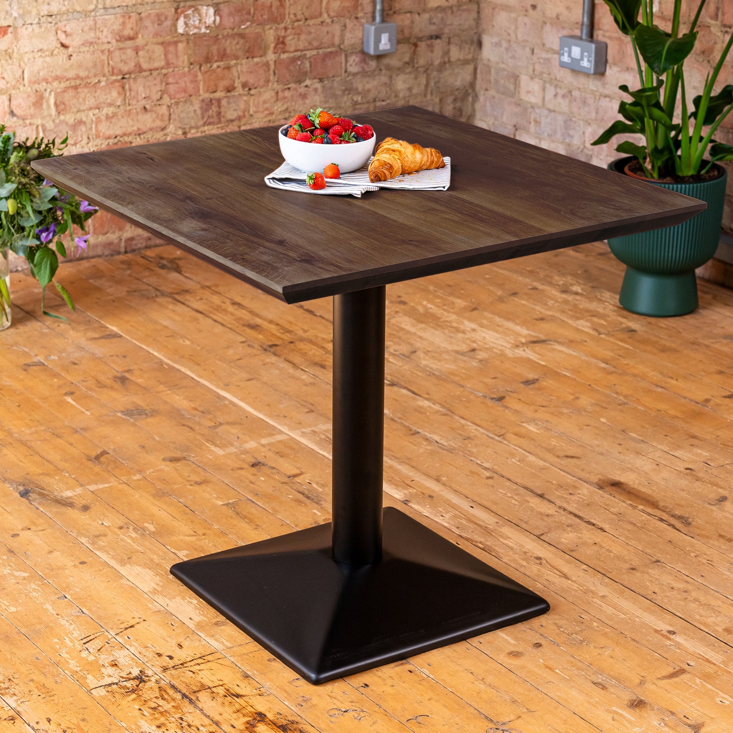 Premium Solid Oak Small Dining Table - Charcoal