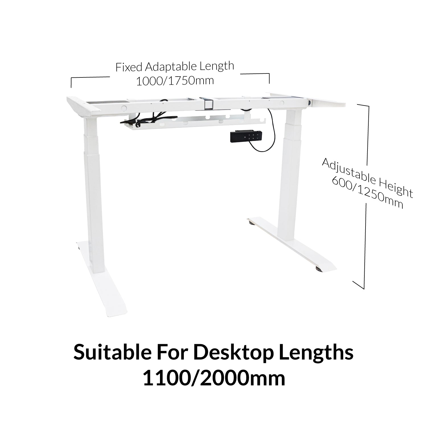 Premium White Metal Sit Stand Desk Frame domli d2