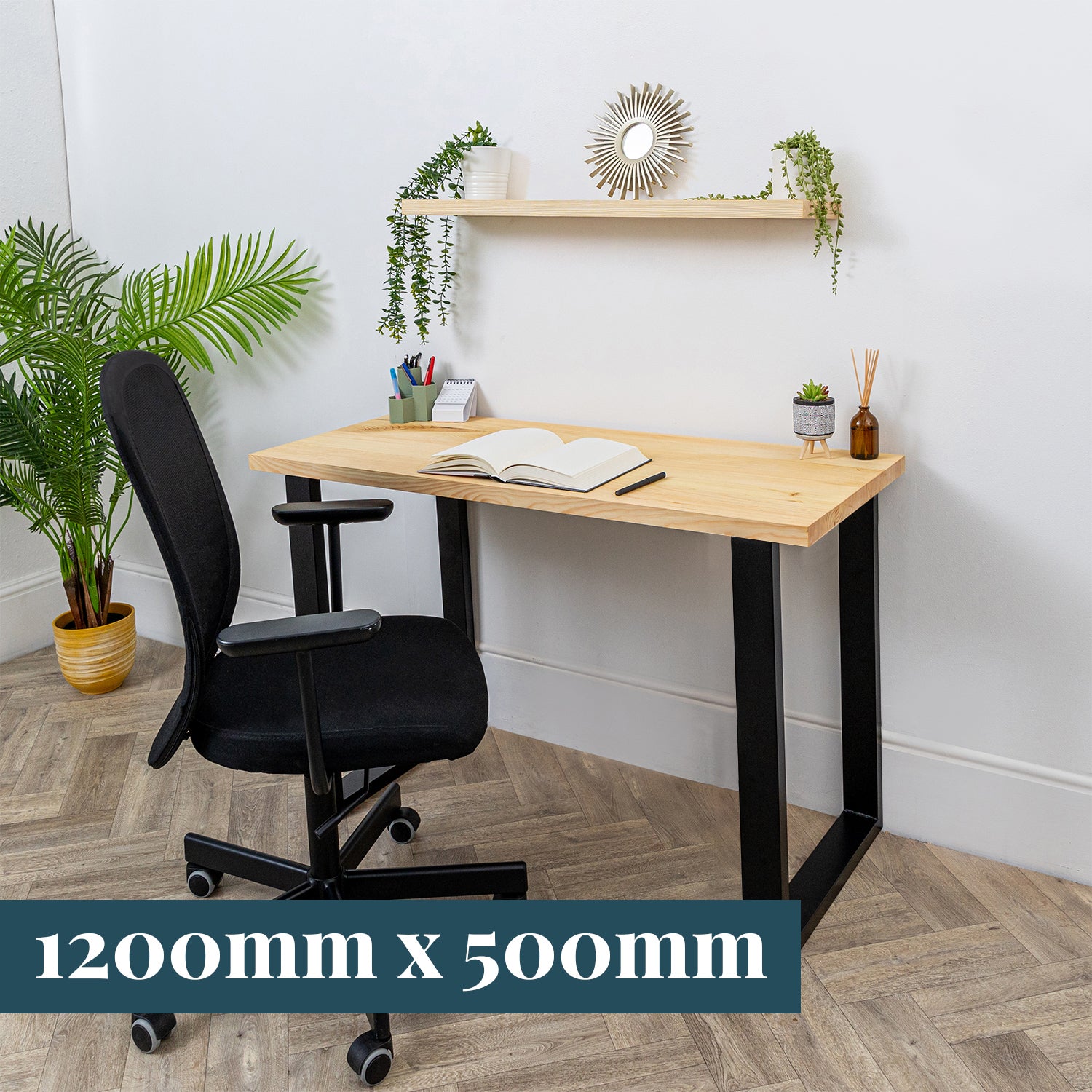 Reclaimed Wooden Desks with Industrial Metal Legs #length_1200mm depth_500mm