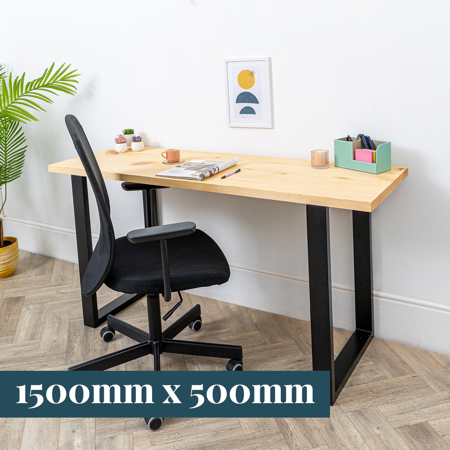 Reclaimed Wooden Desks with Industrial Metal Legs #length_1500mm depth_500mm
