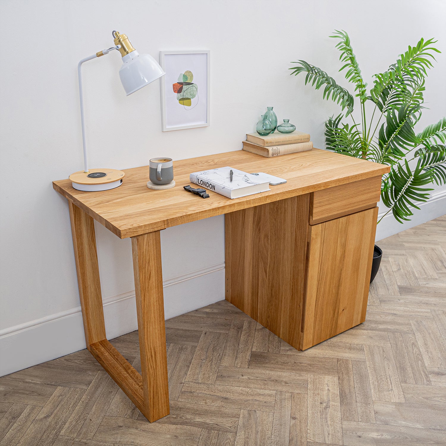 Solid Oak Desk Height Drawer Unit