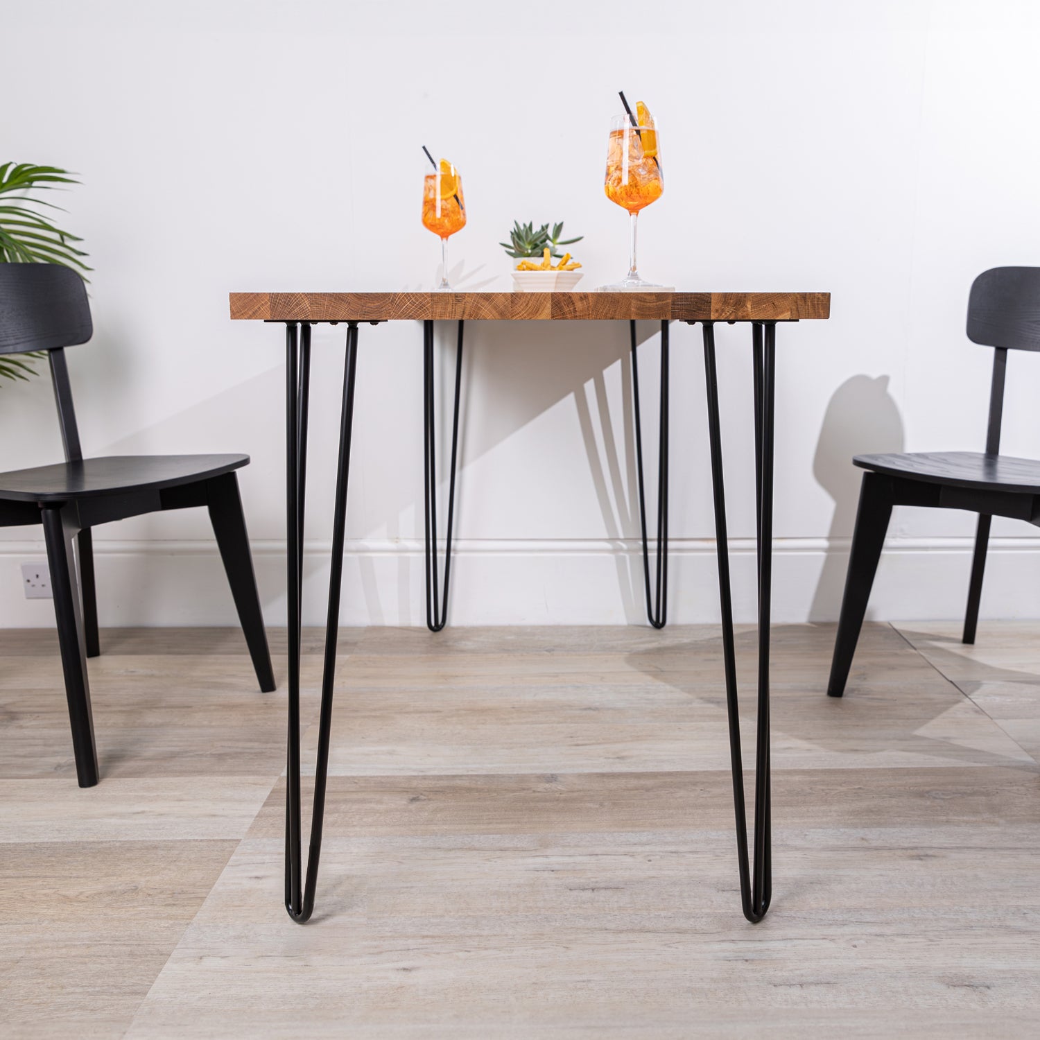 Solid Oak Table with Hairpin Legs