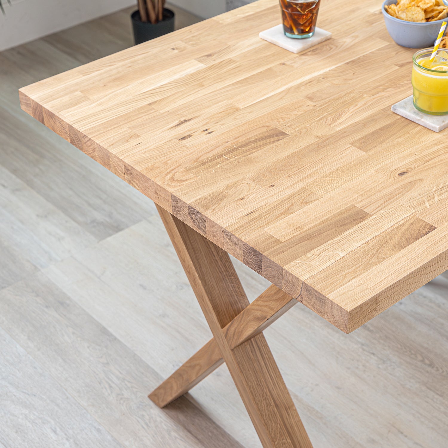 Solid Oak Table with Solid Oak Cross Legs