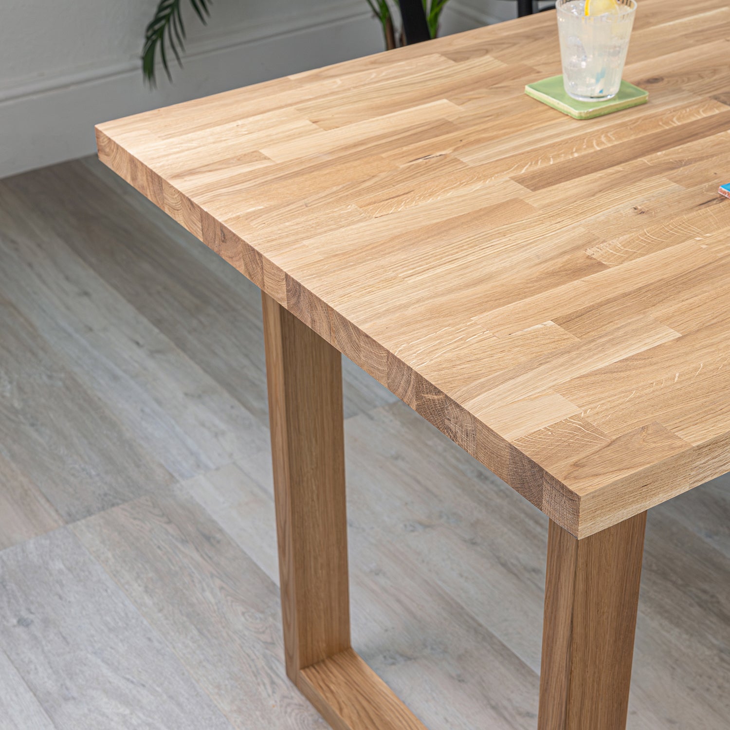 Solid Oak Table with Solid Oak Square Legs (Sanded)