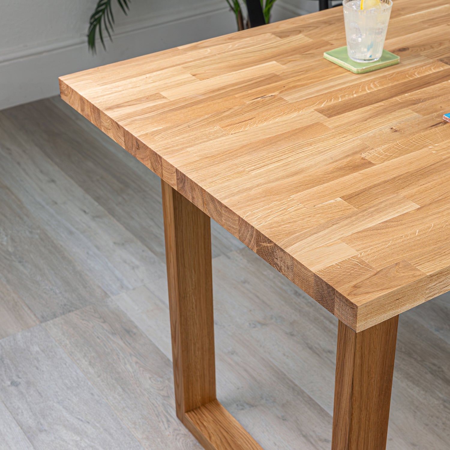 Solid Oak Table with Solid Oak Square Legs