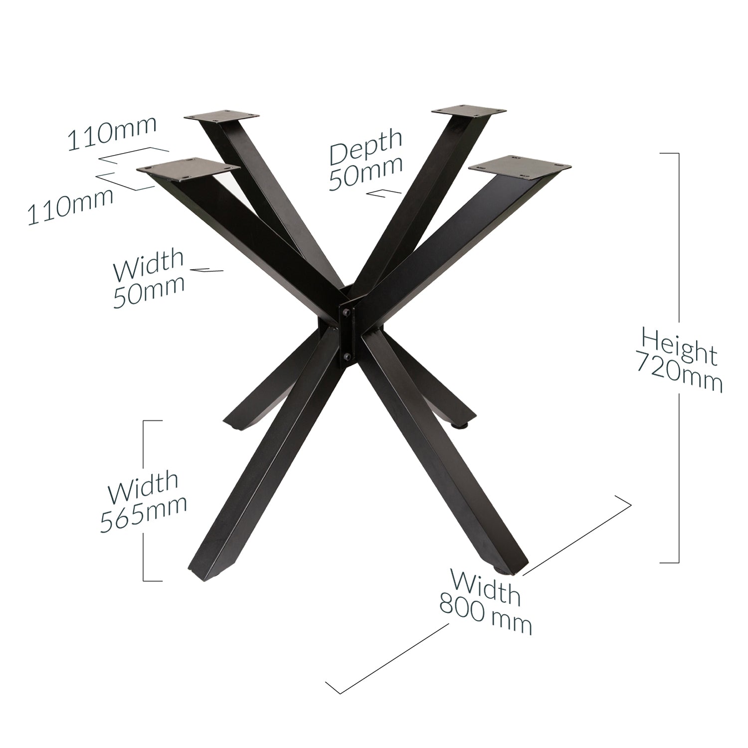 Black Spider-Style Central Table Base 710 x 800 mm