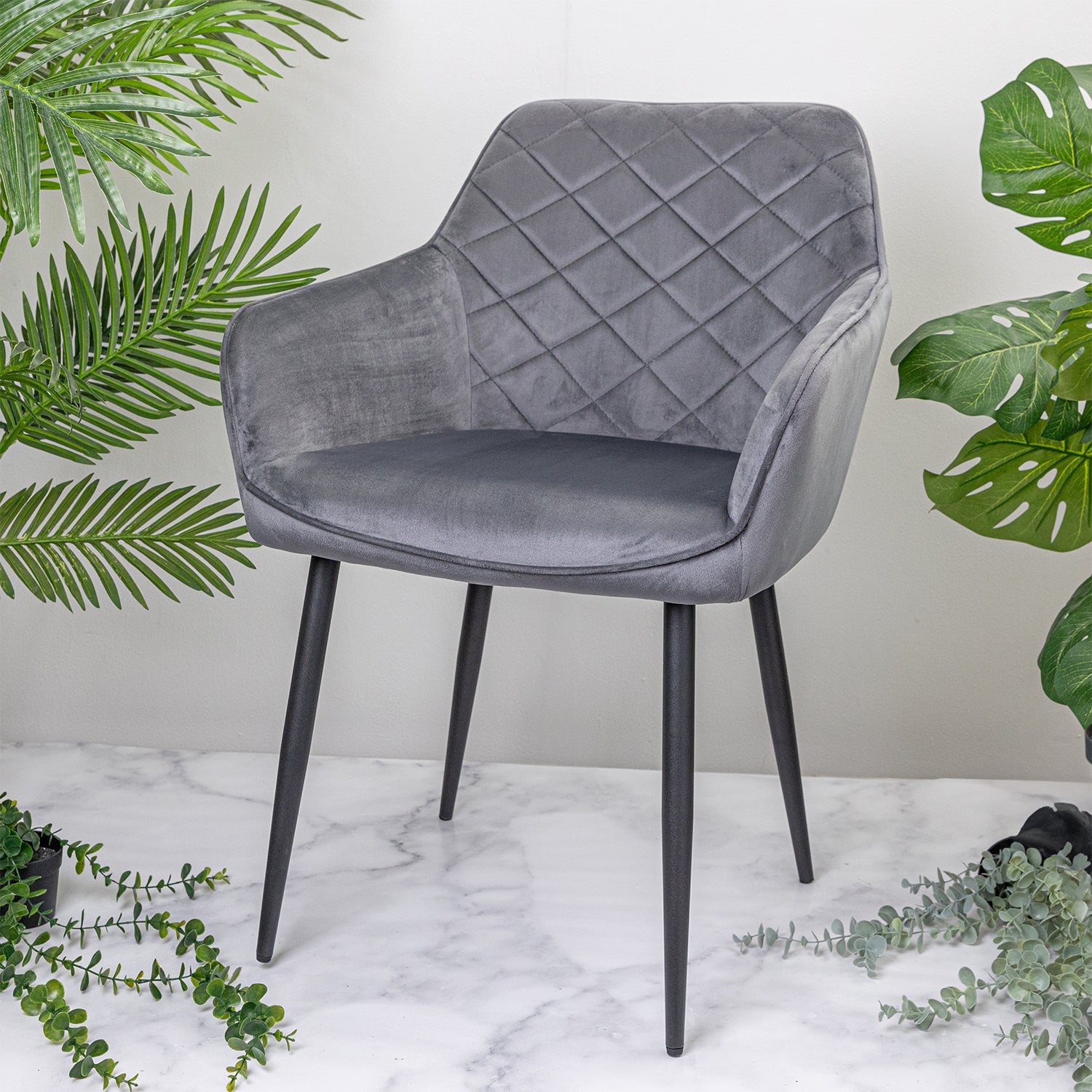 Storm Grey Velvet Dining Chair