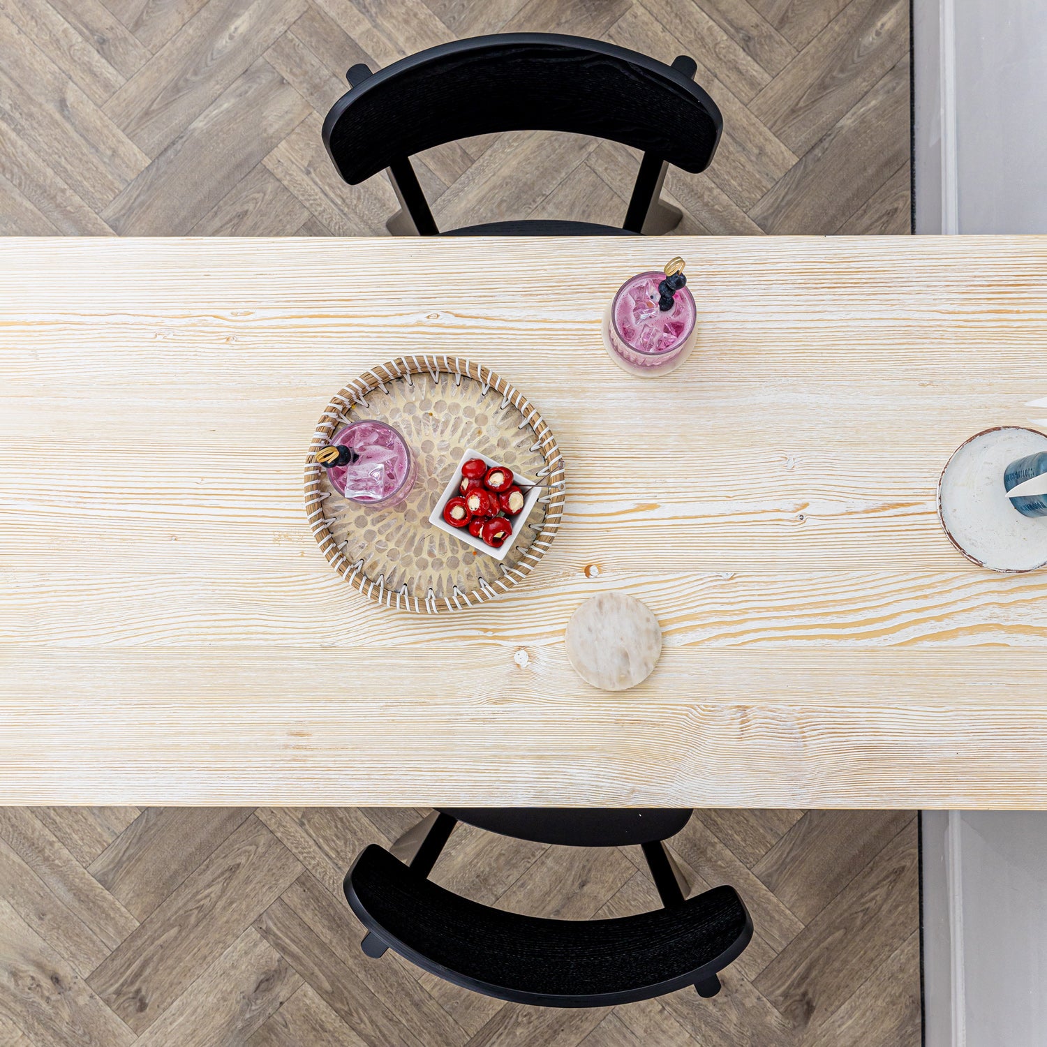 White Wood Table with White Hairpin Legs