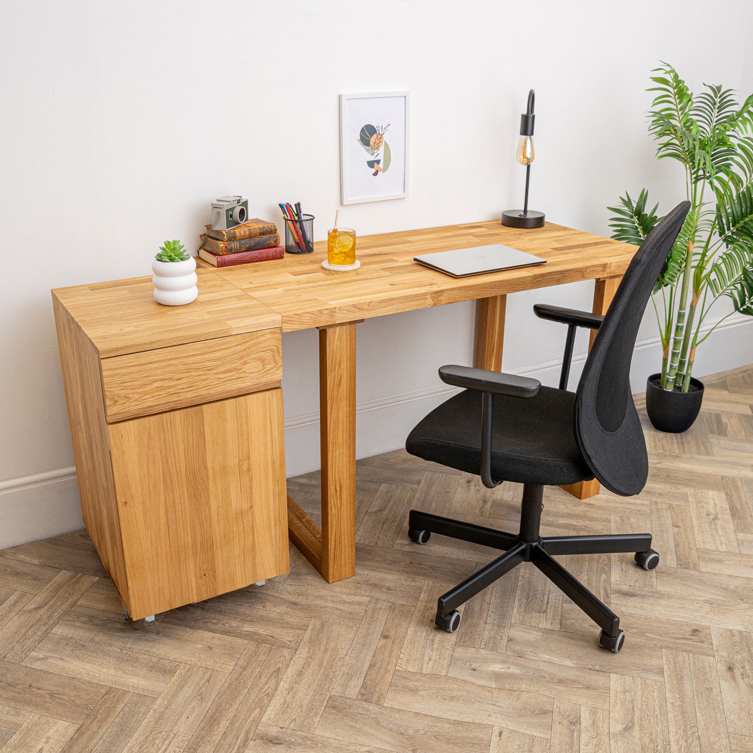 Wood Desk Height Pedestal Cabinet with Drawer