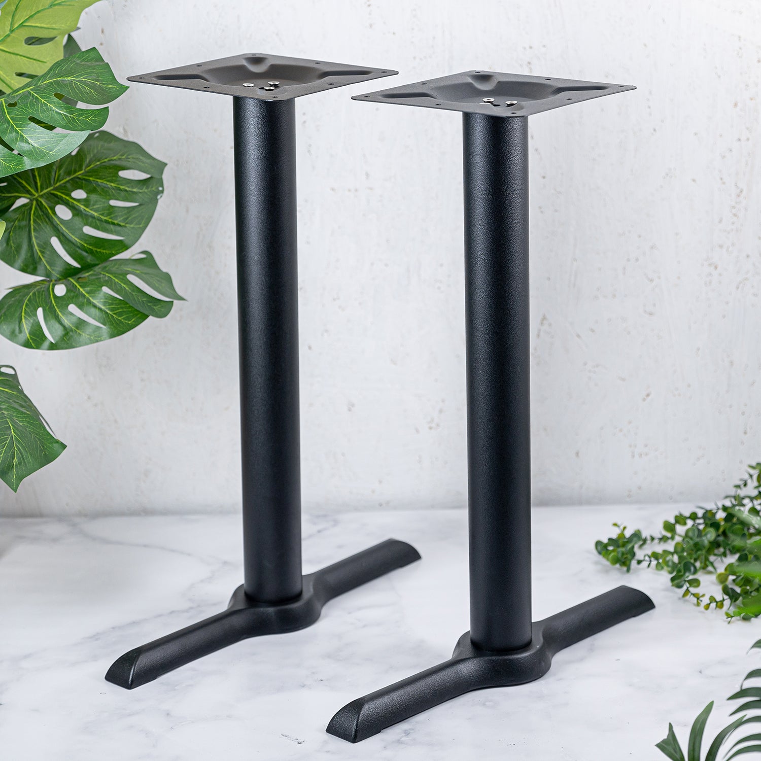 Black Twin Pedestal Cast Iron Table Base 720 x 540 mm