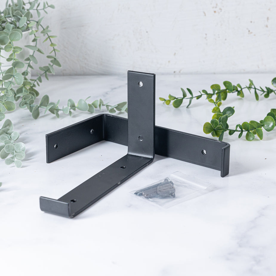 Black Up-Style Scaffolding Brackets for 200mm depth shelves (Pair)